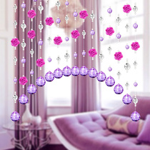 Rose bead curtain Crystal partition living room door curtain Bathroom finished curved curtain hanging curtain Bedroom entrance decoration