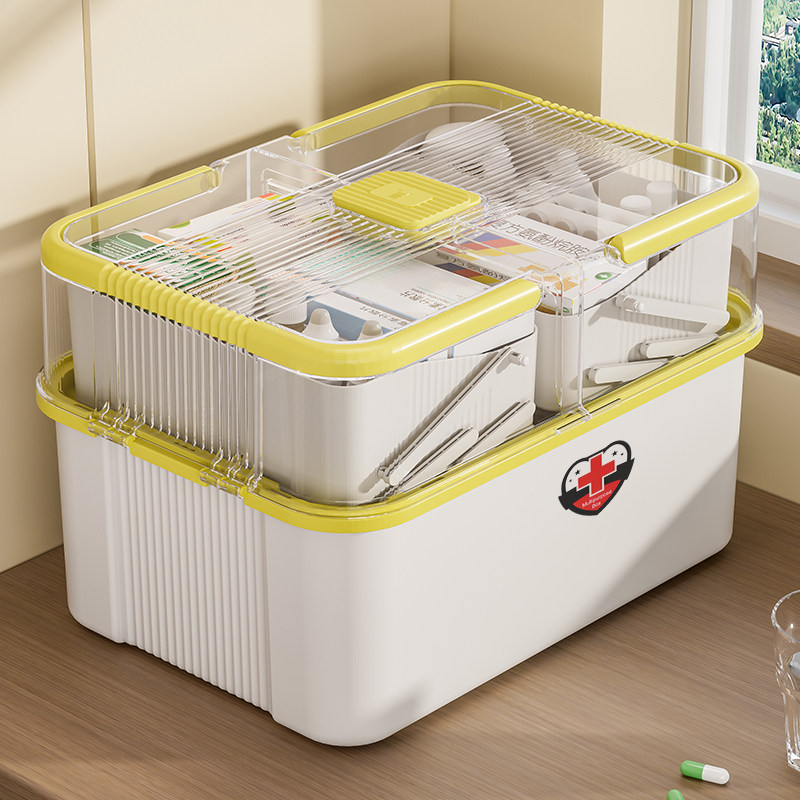 Home Medicine Box Home Dress Large Medicine Storage Box Extra-large Capacity Multilayer Partition Medical Box Emergency Medicine Kit-Taobao