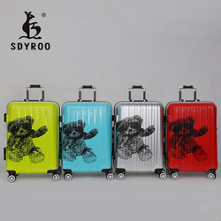 Aluminum frame trolley case universal silent wheel password suitcase cartoon cute bear 20 inch 24 inch men's and women's suitcase