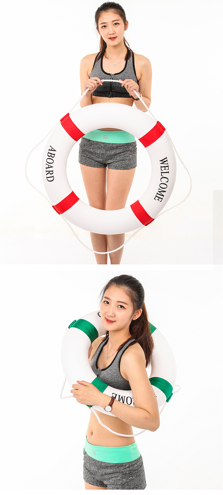 Bong bóng màu rắn phao cứu sinh trẻ em người lớn bơi nổi vòng tròn phong cách Địa Trung Hải cửa hàng tường trang trí vòng phao tam