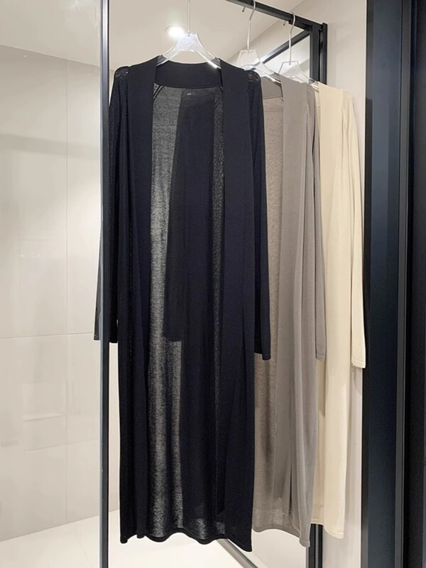 Mid-Length Sun Protection Air-Conditioning Cover-Up, French Versatile Ice Silk High-End Design Niche Knitted Cardigan Jacket for Women in Summer