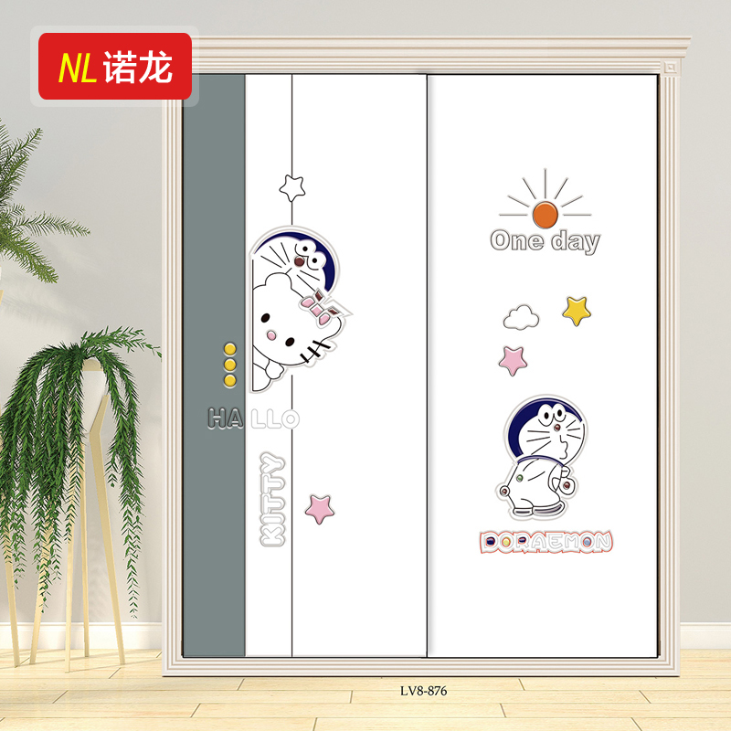 Customized wardrobe door children cartoon wardrobe sliding door custom solid wood closet sliding door carved painted blister door