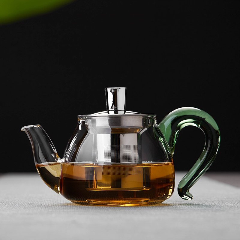 Glass teapot single pot high temperature thickening filter household tea separation black tea set heat-resistant small tea set