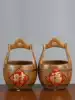 New Chinese ceramic bucket storage ornaments Home accessories Creative storage tank bookshelf Living room Bogu rack A bucket of gold