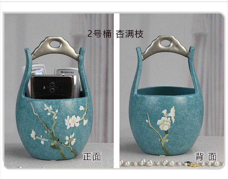 Ceramic barrel creative receive a box sitting room dresser make - up box type, the receive remote control box of the desktop storage box