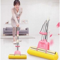  Absorbent sponge mop retractable pair squeeze water roller Household rubber cotton mop head floor mop Free hand wash