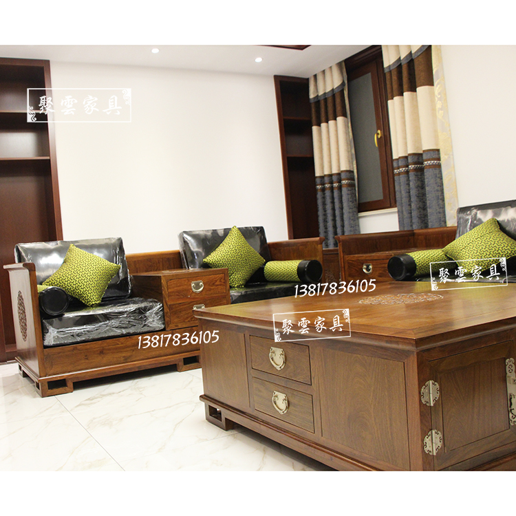 Mới Hedgekey phong cách Trung Hoa sofa sofa gỗ hồng Su Su hoa tốt trăng tròn gỗ hồng mộc nội thất phòng khách - Bộ đồ nội thất kệ tivi đẹp