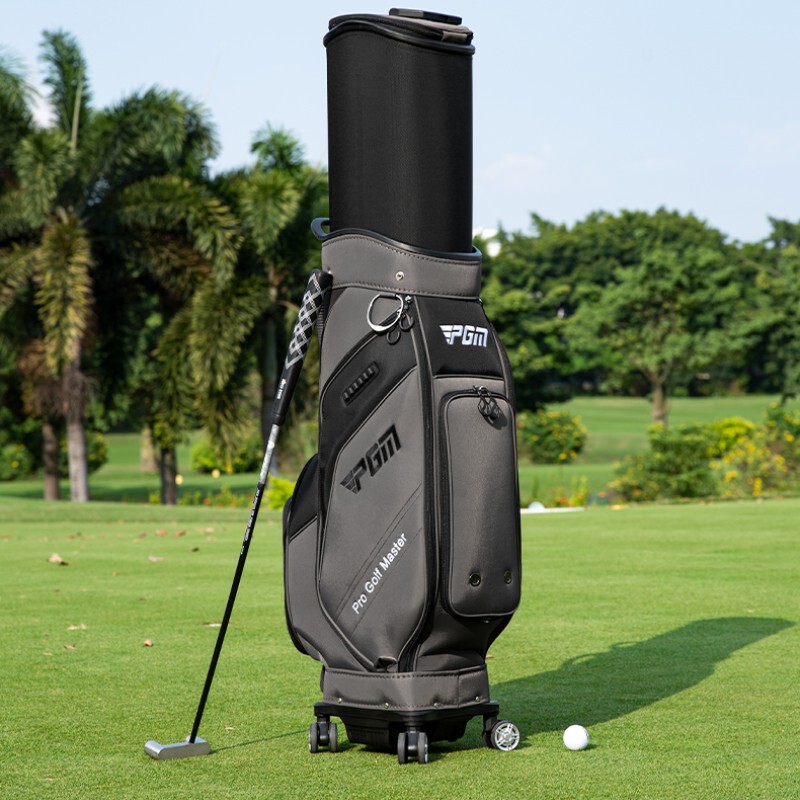 Pgm Golf Bag for Men and Women, Hard-Shell Retractable Golf Bag, Four-Wheel Flat Push Aviation Transport Bag, Multi-Functional Golf Bag