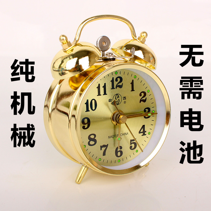 Metal old clockwork mechanical alarm clock big bell metal core chicken eats rice nostalgia vintage bells bell horse hooch table-Taobao