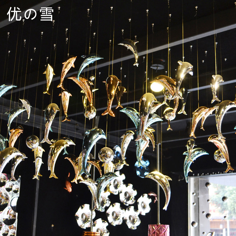 Youxue creative ocean air pendant dolphin pendant hotel lobby shopping mall ceiling roof hanging decoration