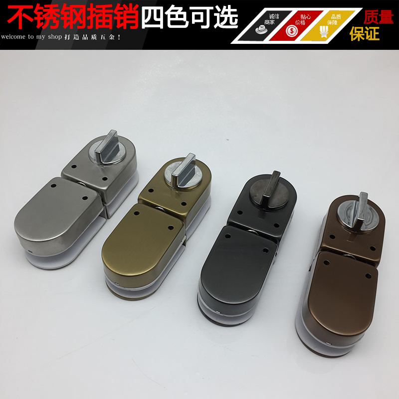No frame glass door bolt rose gold titanium alloy matt black four color optional perforated glass bolt double door bolt