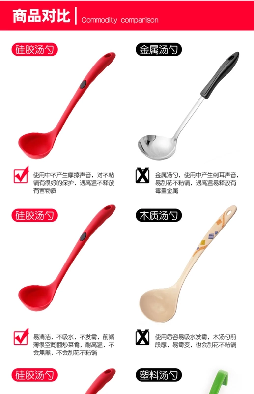 Tay cầm dài muỗng canh lớn bằng thìa không dính chảo đựng thức ăn cấp thìa thìa thìa dụng cụ nhà bếp - Phòng bếp chảo chống dính cao cấp