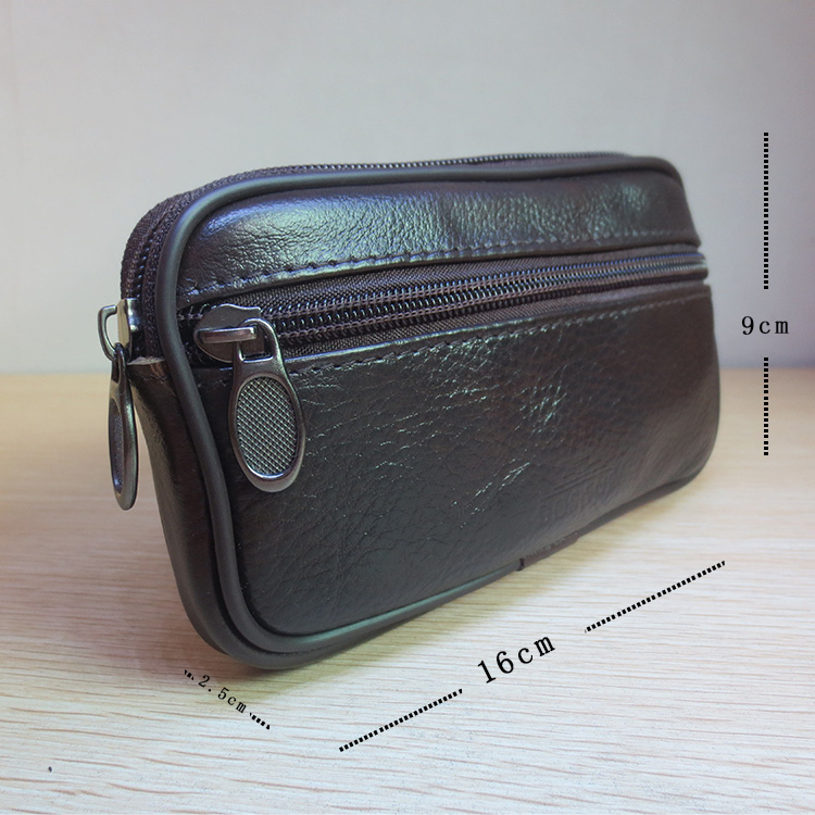 Túi xách điện thoại di động đôi nam đeo thắt lưng túi da ví 5 inch 6 inch ngang phần đa chức năng dây kéo túi thủy triều túi xách nữ vascara