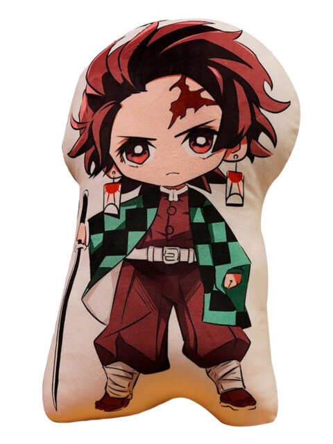 Two-Dimensional Anime Demon Slayer Merchandise Pillowcases Featuring Tanjiro, Zenitsu, Nezuko, Shinobu, and Giyu Plush Toys