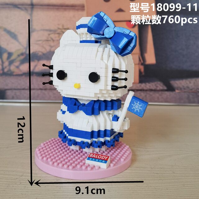 Anime Cartoon Character Hellokitty Assembled Building Blocks Hello Kitty Toy Model Ornaments Girl Birthday Gift