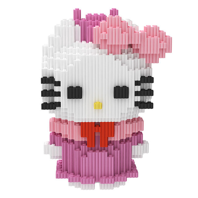 Anime Cartoon Character Hellokitty Assembled Building Blocks Hello Kitty Toy Model Ornaments Girl Birthday Gift