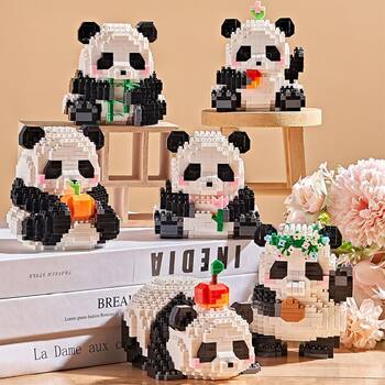 Panda Series Building Blocks Flower and Fruit Puzzle Children's Educational Toy Model Gift for Boys and Girls