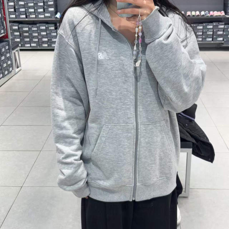 New Balance Sport Solid Color Hooded Loose Comfortable Soft Cardigan Zipper Long-Sleeve Jacket Mj41501