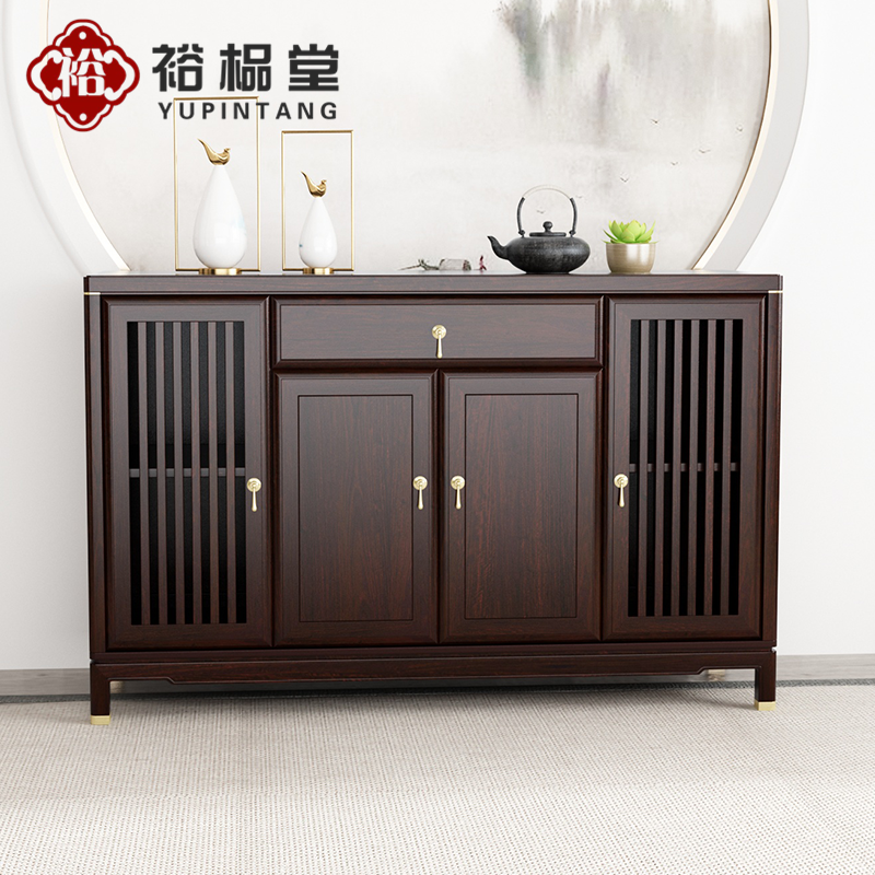 New Chinese Flower Pears Wood Dining Cabinet Hyun Guan Cabinet Living Room Solid Wood Light Lavish Tea Water Cabinet Chinese Leaning Against Wall Decoration Containing Cabinet