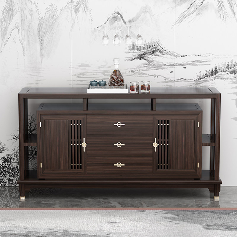 New Chinese-style Ukim wood Hyun Guan Cabinet Solid Wood Dining Side Cabinet Kitchen Containing Cabinet Home Tea Water Cabinet Leaning Against Wall End View Cabinet