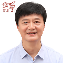 Wig mens short hair short straight hair real hair middle-aged and elderly full headgear handsome mens real hair set hand-knitted