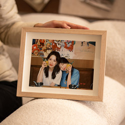 Source Factory Solid Wood Texture Simple High-End Photo Frame Table 8-6 Inches 7 Hollow Stereo Can Hold Photos