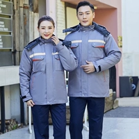 Серое живое хлопковое пальто хлопчатобумажные брюки