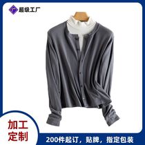 Processing and customization OEM shipping Korean style small cardigan autumn style round neck buttoned sweater loose and versatile bottoming shirt