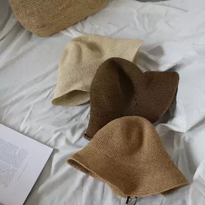 White red holiday beach hat straw hat children summer weaving Joker sun hat sunscreen hat cover fisherman's hat