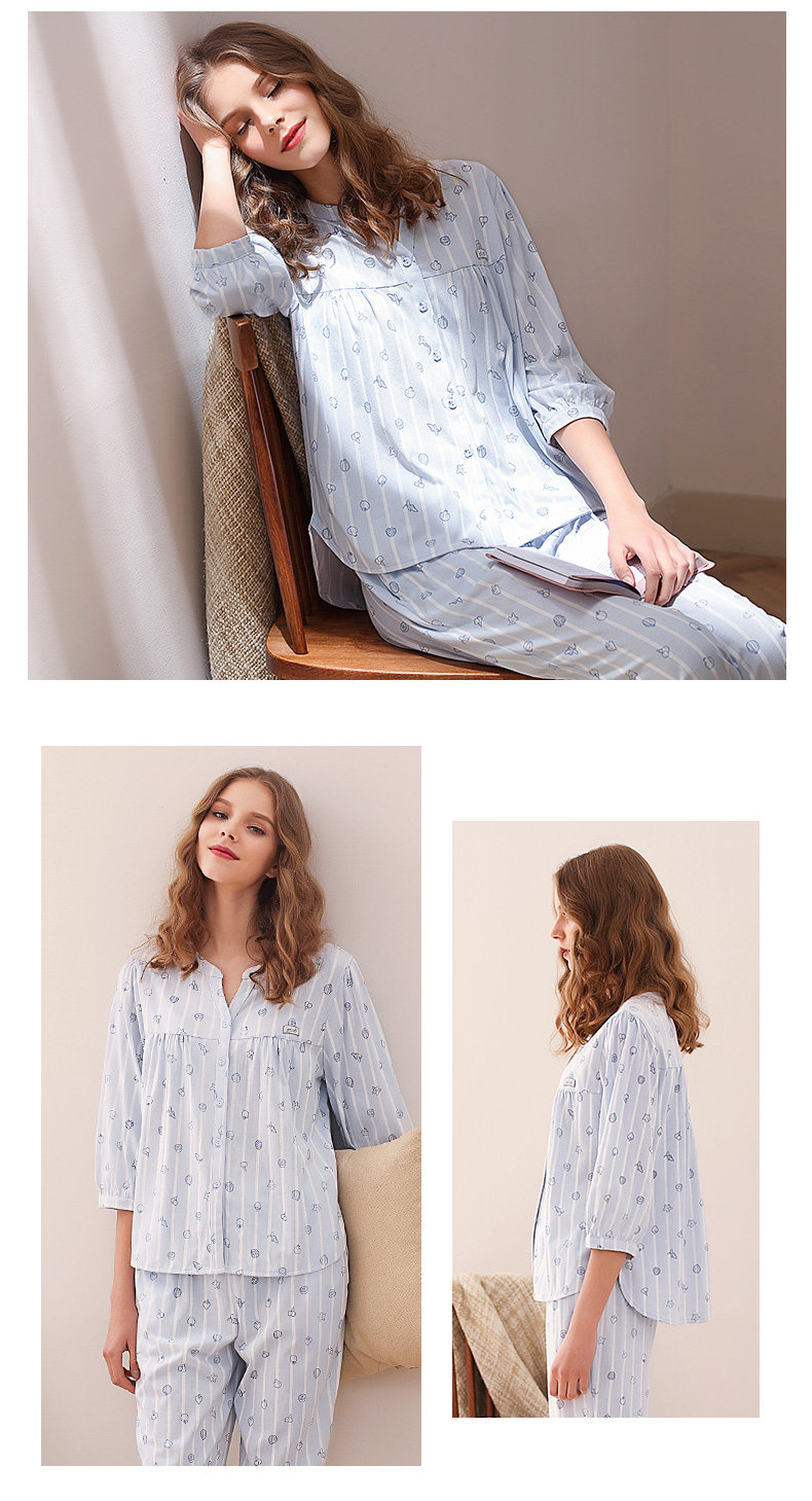 Pyjama pour femme en Coton à manches - Ref 2993701 Image 13