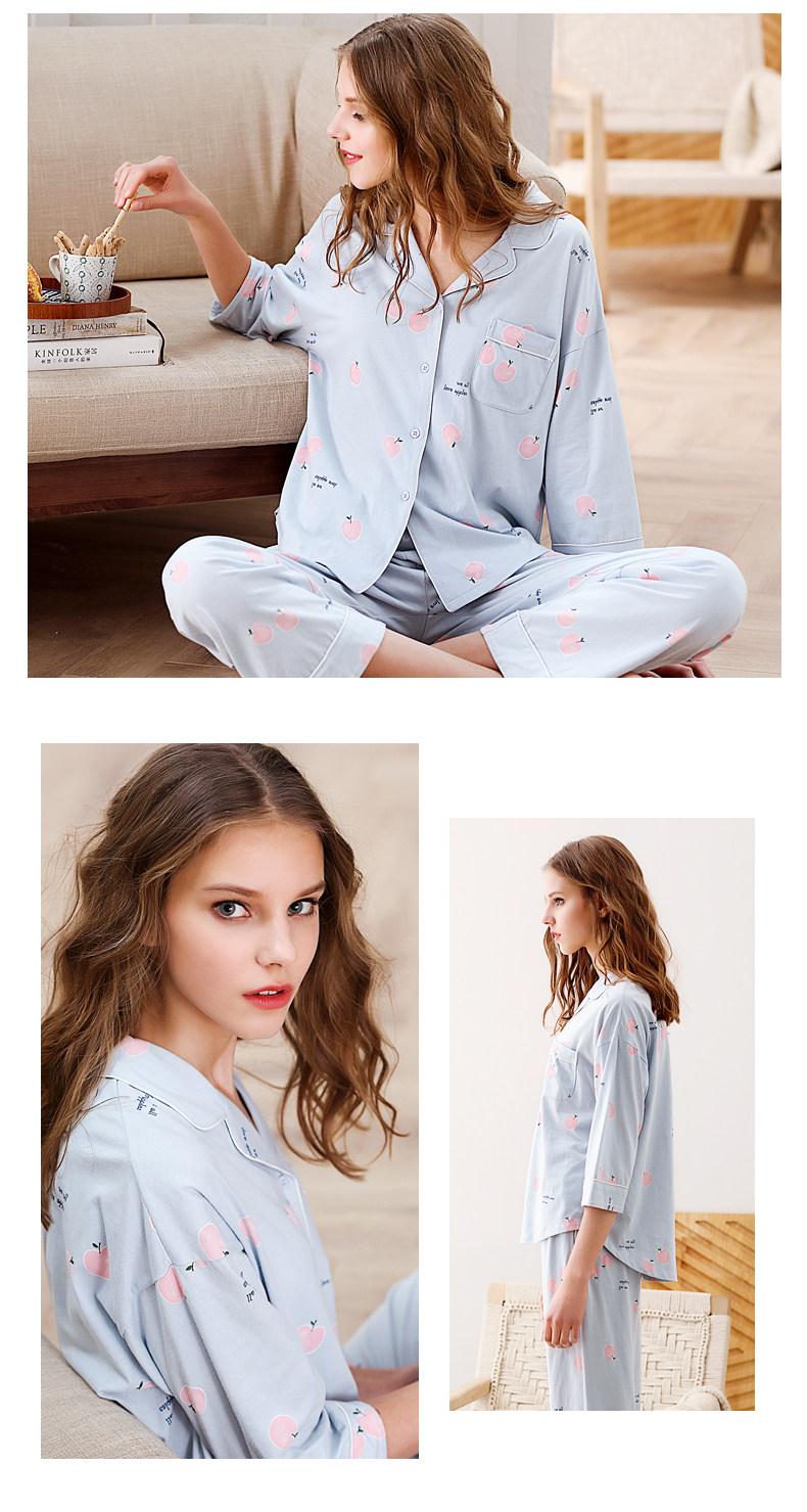 Pyjama pour femme en Coton à manches - Ref 2993672 Image 13