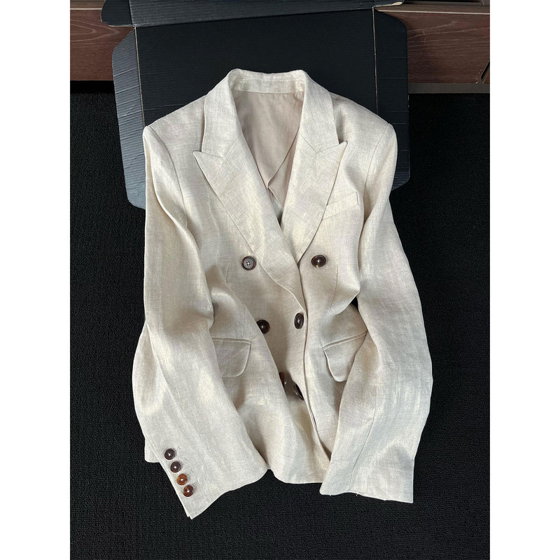Old Money Style Linen Blazer for Women 2026 Spring and Autumn New Light Luxury High-End Professional Versatile Suit Jacket Old Money Style Linen Blazer for Women 2026 Spring and Autumn New Light Luxury High-End Professional Versatile Suit Jacket