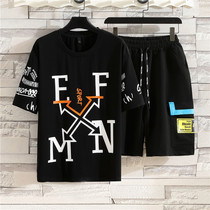Summer pajamas men and soil cotton short - sleeved shorts 2022 summer new teen thin mens suit
