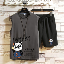 Teen pure cotton pajamas men short sleeve summer wear summer style mens large home suit