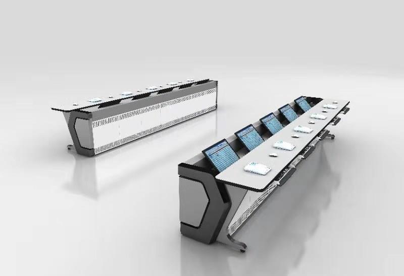 Large Command Center Monitoring Operation Desk Circular Gate Full Iron Stainless Steel Control Platform Grid Power Dispatching Desk