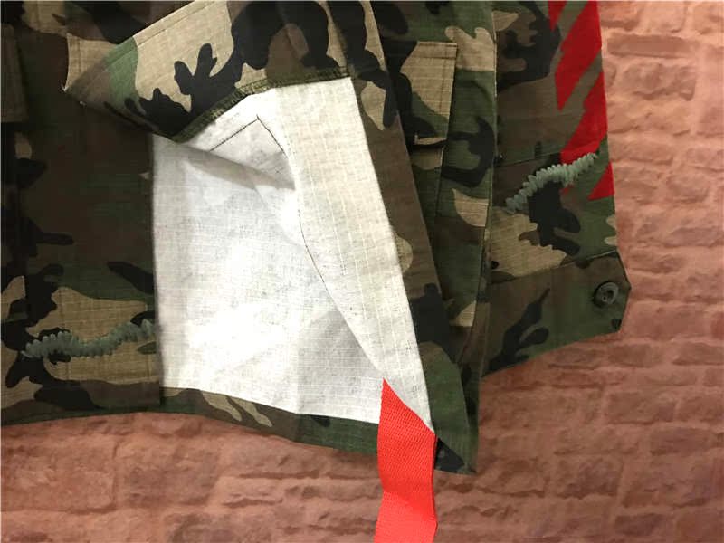 OW Ngụy trang Red Flocking Letter Stripe OFF WILARD Jacket Đàn ông và phụ nữ TRẮNG Áo sơ mi dài tay - Áo khoác đôi thời trang nam