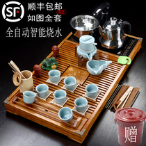 Tea set Household one-piece kung fu purple sand ceramic automatic four-in-one induction cooker Tea ceremony Solid wood tea tray