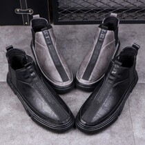 Spring new high help shoes Mens Inron Retro fashion sleeves Short boots 100 hitch casual board shoes net red identical shoes