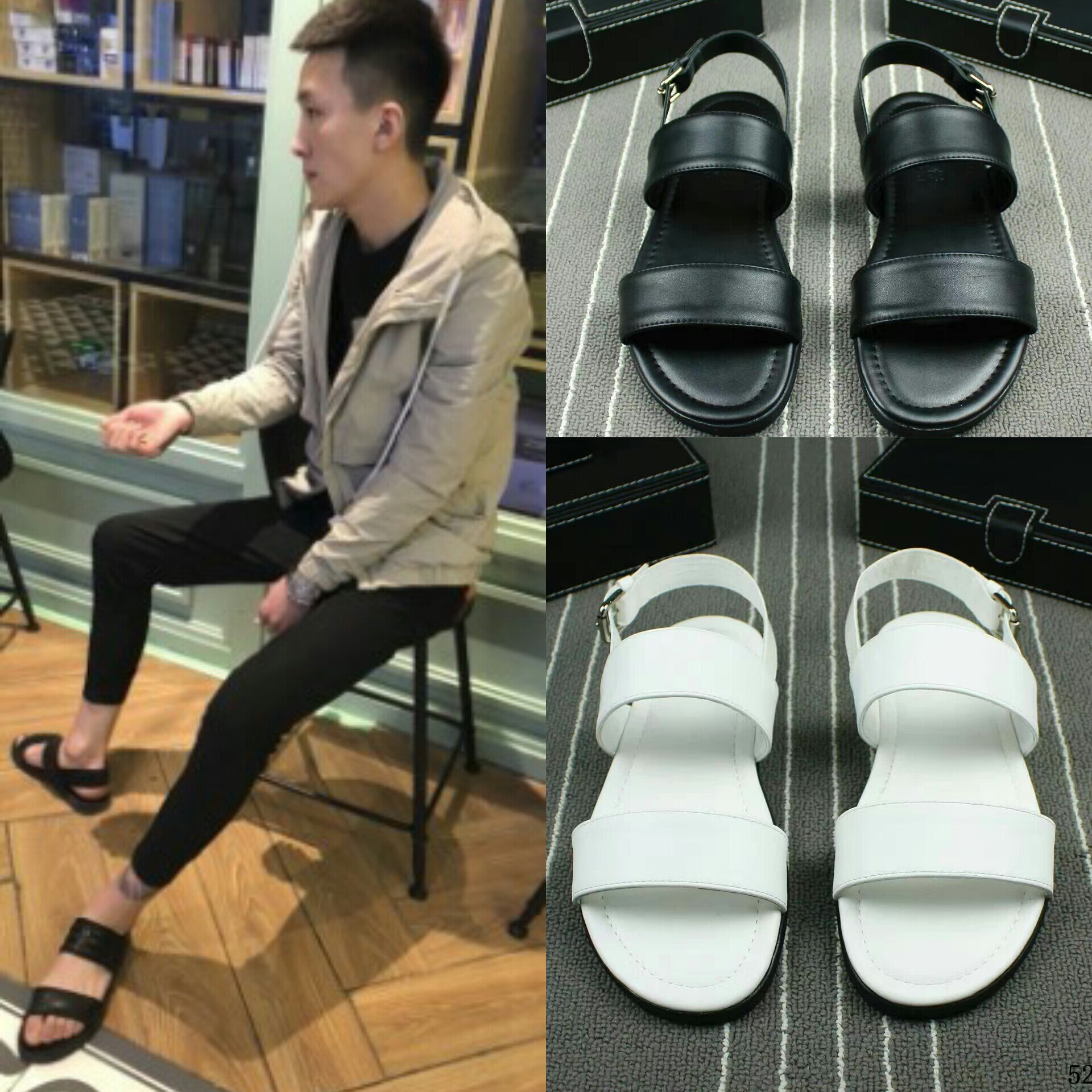 Kuaishou celebrity Zhao Yixuan same style sandals men's spiritual social guy shoes summer all-match soft-soled one-word slippers