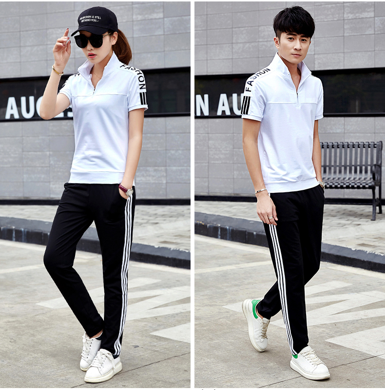 Couple thể thao phù hợp với nam giới mùa hè ngắn tay T-Shirt quần thể thao mùa hè của phụ nữ chạy thường phần mỏng hai mảnh bộ thể thao adidas