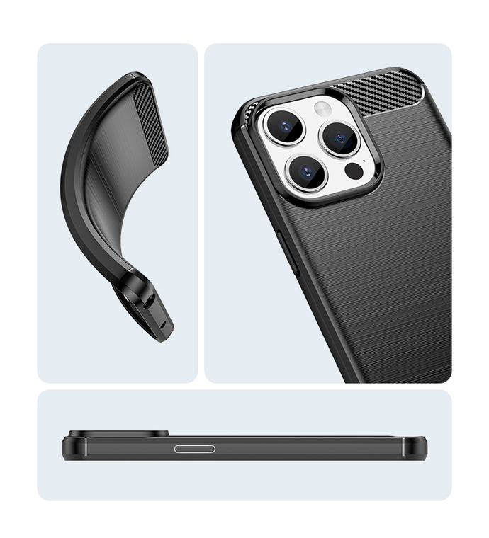 Minimal Brushed Anti Slip Anti Fingerprint Soft 15, 15 Plus, 15 Pro, 15 Pro Max Carbon Fiber iPhone Case