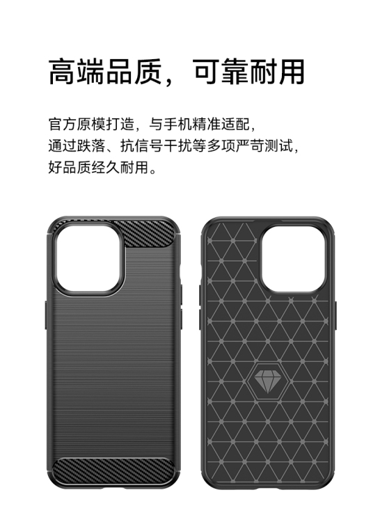 Minimal Brushed Anti Slip Anti Fingerprint Soft 15, 15 Plus, 15 Pro, 15 Pro Max Carbon Fiber iPhone Case