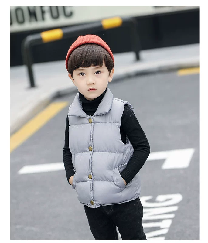 2018 trẻ em xuống áo vest cotton mùa đông dày cỡ lớn áo ấm nam và nữ trẻ em lớn mặc vest cổ đứng áo gile len cho bé sơ sinh