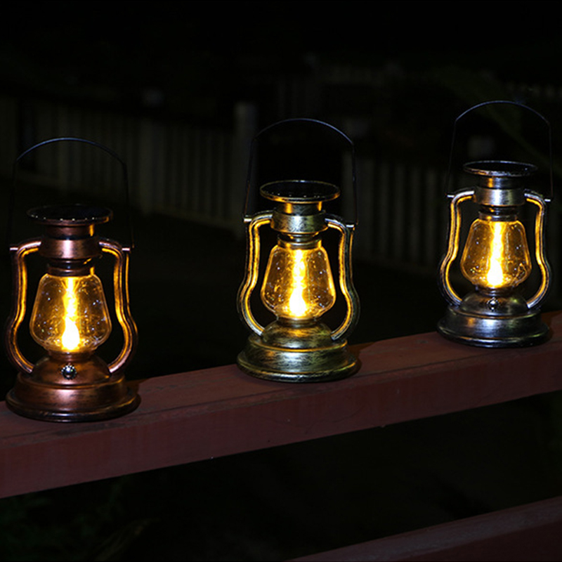 Solar Comeback Coal Oil Lamp Carry-light Coal Oil Lamp Outdoor Patio Balcony Garden Decorated LED Flame Candle Lamp