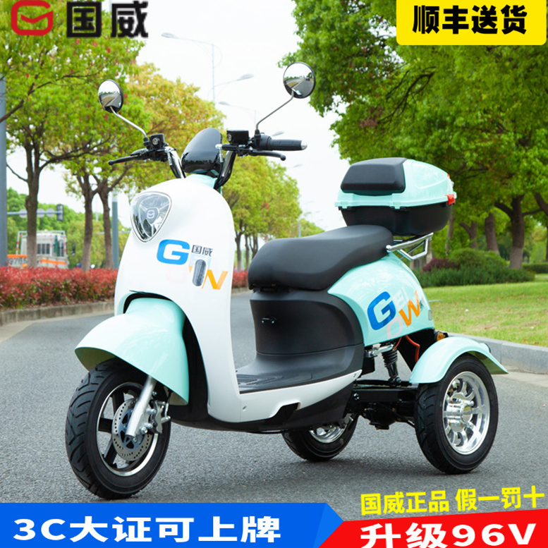 Guowei Electric Tricycle for Home Use, Electric Scooter, Electric Bike, Electric Vehicle for Climbing Slopes, Suitable for Women to Transport Children and Adults