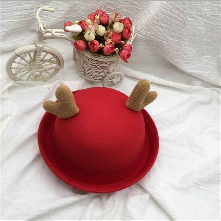 Paternity-child Angle Christmas Hat Winter Hat Little Little Hat Boy and Child Pure-colored Hat Autumn Dome