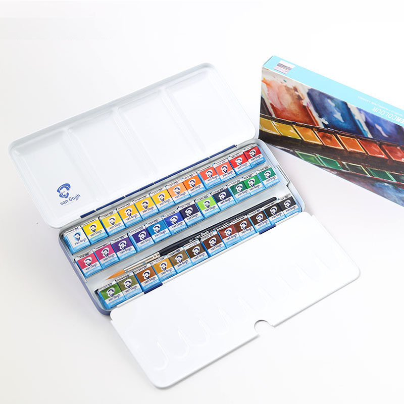 Imported Van Govan high solid water color paint suit portable iron case 48 color 36 color 24 color 18 color 12 color 12 color