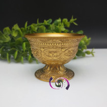 High feet thick eight auspicious carved flowers eight cups water supply bowl diameter 7cm Tibetan Buddhist supplies