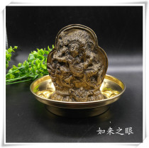White God of wealth brass Buddha statue Zambala large with tray Tibetan Buddhist offerings