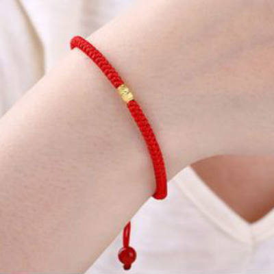 Red bracelets with ethnic styles for both men and women, fashionable foot ropes, and red strings with gilded lucky beads for the year of one's zodiac sign